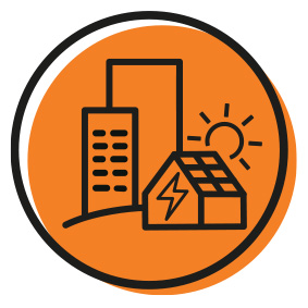Icon of orange buildings