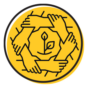 Sustainable communities icon of hands joining together